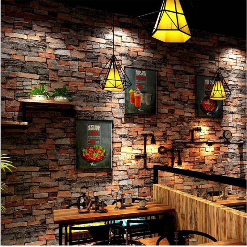 

brick pattern living room background wall paper 3d retro clothing store house hotel decoration 3d wallpaper mural