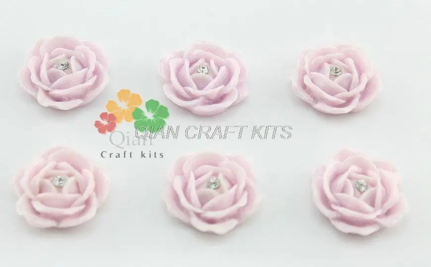 set of 50pcs Resin rose with w/ rhinestone Cabochons Cell phone decor, hair pin, rings DIY hand made jewelry mixed colors