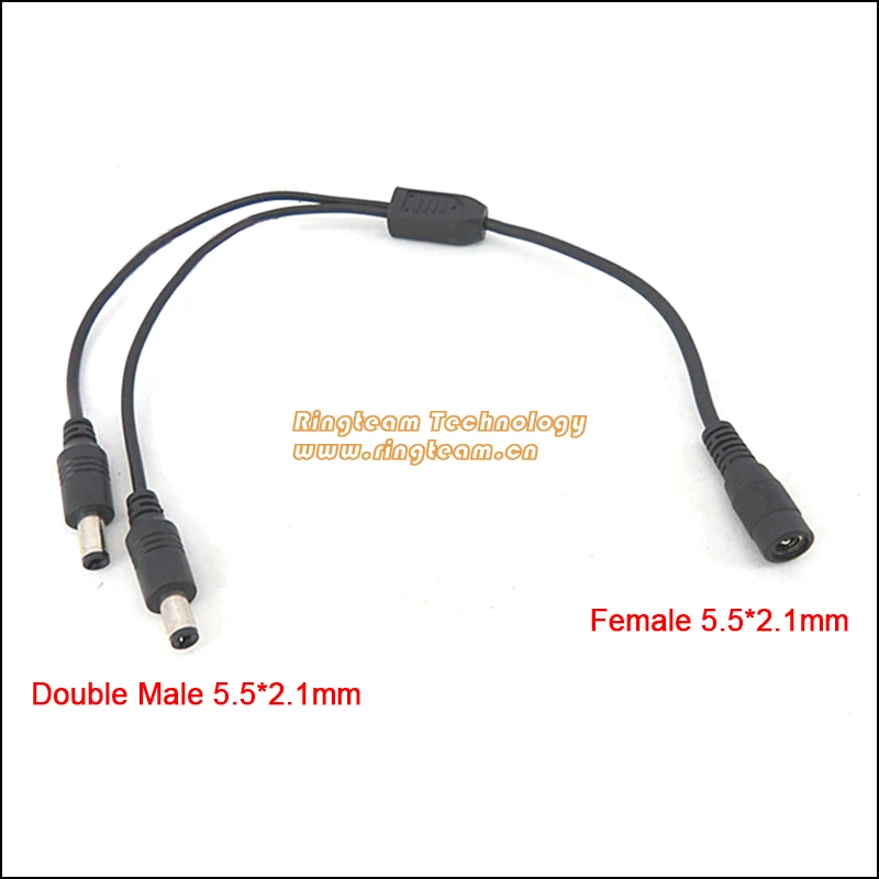 

Copper Core 5.5*2.1 mm 12V Power DC Cable Splitter 1 Female to 2 Male for CCTV LCD Monitor Camera Camcorder