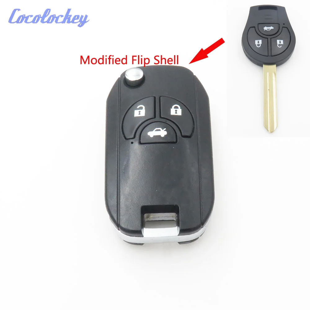 

Cocolockey Modified Flip 3Button Remote Key Shell Fob Cover Fit for NISSAN TIIDA LIVINA MARCH Replacement Folding Key 3 Buttons