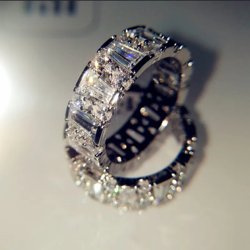 

Hot Sale 2019 Drop Shipping Luxury Jewelry 925 Sterling Silver Handmade T Shape 5A Cubic Zirconia Wedding Band Ring for Women