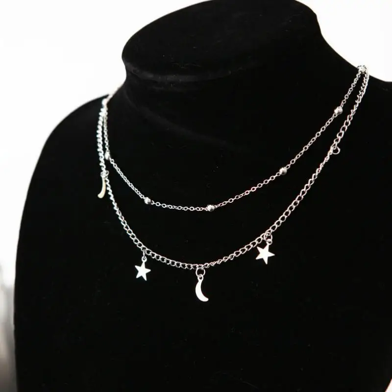 New Gold Silver Chain Beads Leaf Pendant Necklace Fashion Jewelry Multi Layer Female Necklaces Necklace Woman Accessories