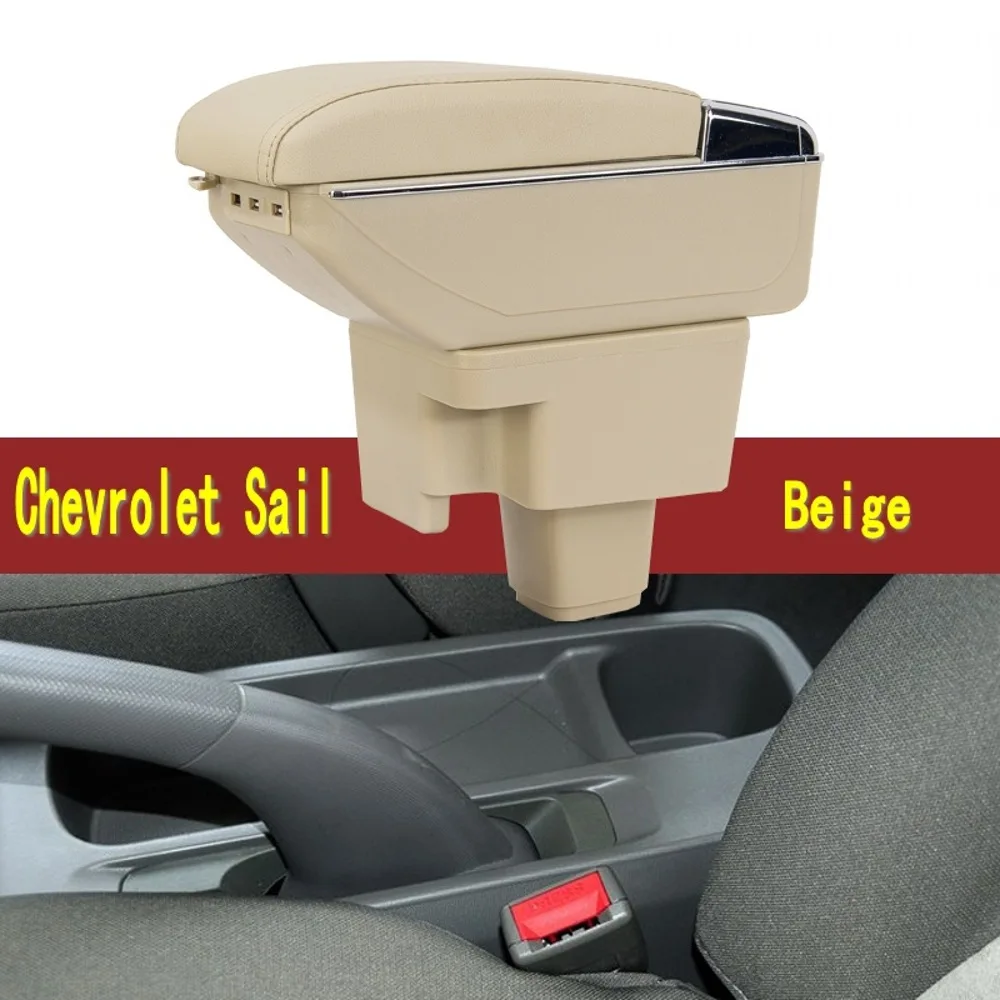 Arm Elbow Rest For Chevrolet Sail Armrest Box Center Console Central Store Content with Cup Holder USB Interface