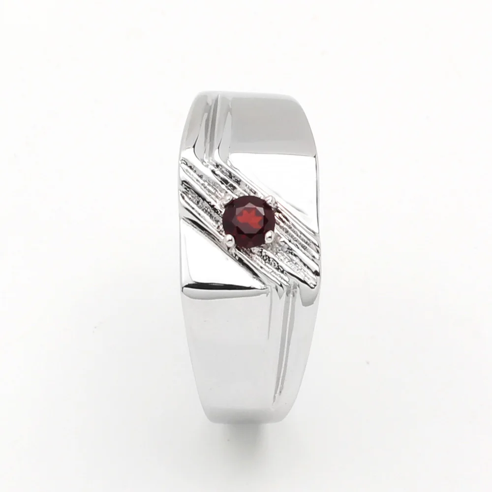 925 Silver Ring Men Natural Red Garnet 4mm Gemstone January Birthstone Birthday Gift Size 6 to 13 R511RGN