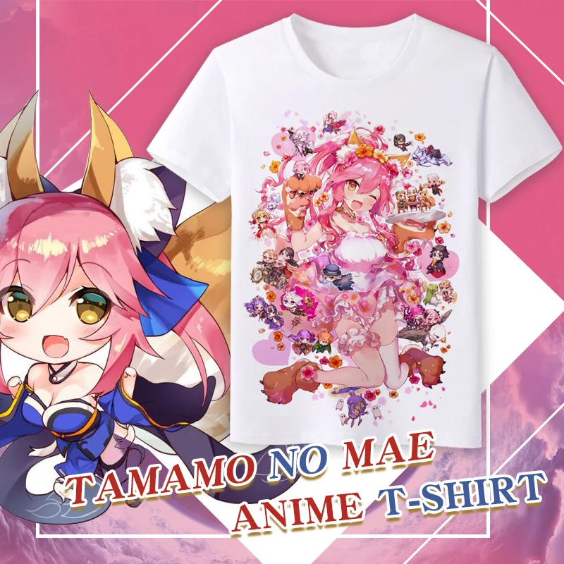 Anime JK Fate Grand Order FGO Caster Tamamo no Mae Cosplay Shirt Related Casual T-Shirt Tops Tee Women Men tshirt t shirt