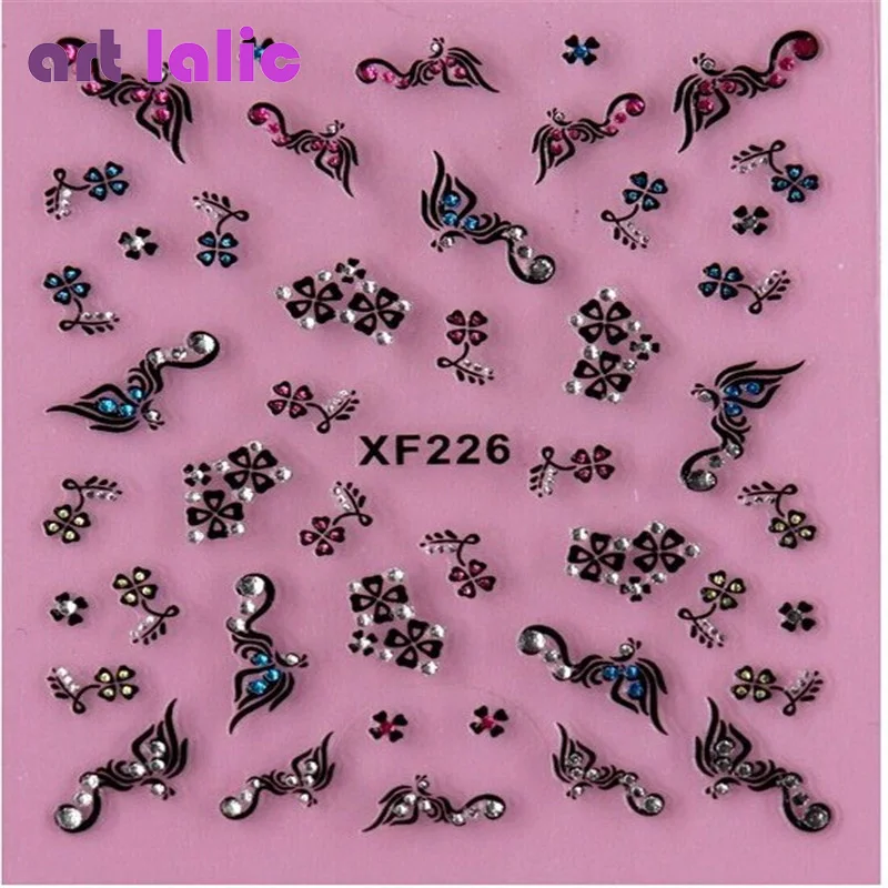 1 Sheet Fashion 3d Nail Art Sticker Nails Decal Butterfly and Flower with Rhinestones Charms DIY Decoration Manicure Tools