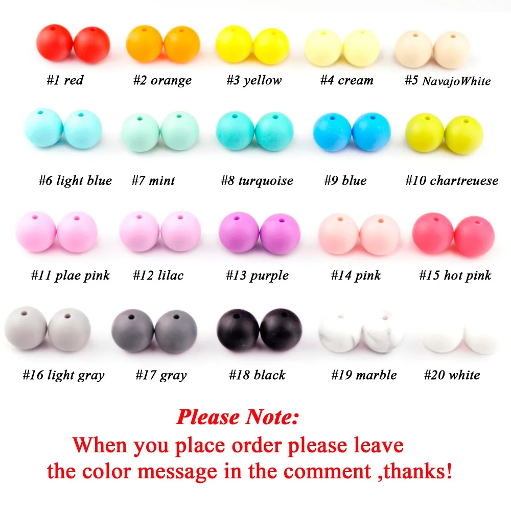 Sutoyuen 30pcs Round Silicone Beads 12mm Food Grade BPA Free Teether Beads DIY Baby Dummy Pacifier Nursing Jewelry Toy Accessori