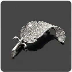 Korean Version Of Rhinestones Leaves Brooch Feather Pin Women's Men Can Wear Brooch Custom Jewelry Broches Para As Mulheres Pin