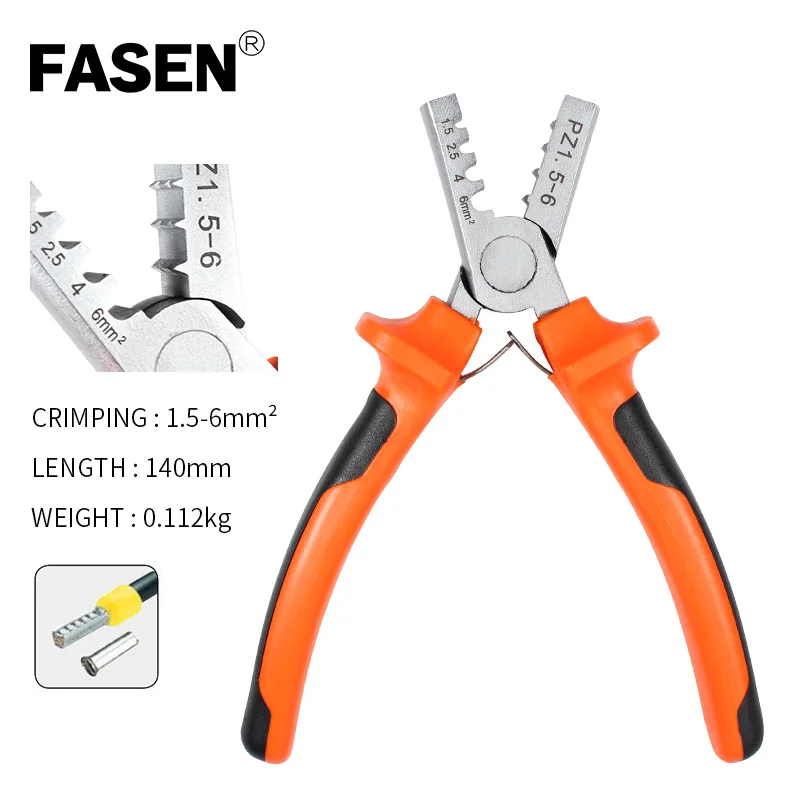 Manual crimping pliers 1.5-6mm for insulated and non-insulated ferrules terminal tube crimping hand tools