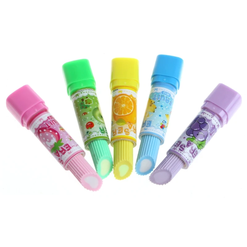 1 PC Lipstick Rotary Rubber Eraser Kawaii Stationery Student Prize Children Gift Office School Supplies Random Color