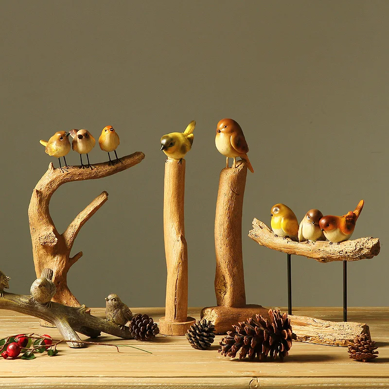 

American country creative gift new bird stump study the living room decoration crafts Home Furnishing Decor package mail