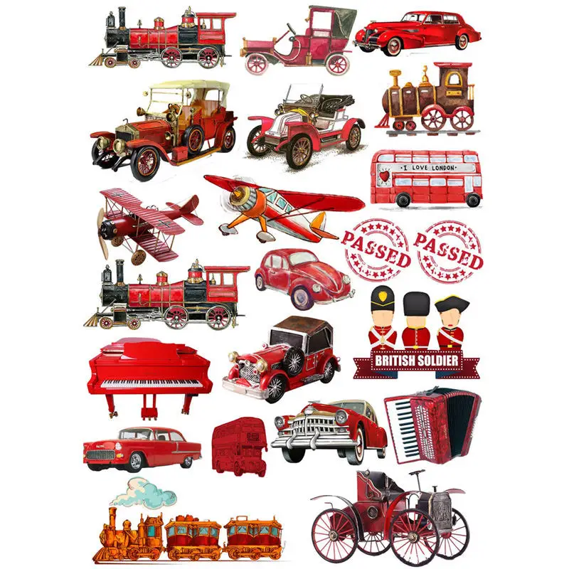 2 pcs/lot Retro Red Car Train Decor Scrapbook Book Journal Stationery Stickers Planner Diary School Office Craft Supplies