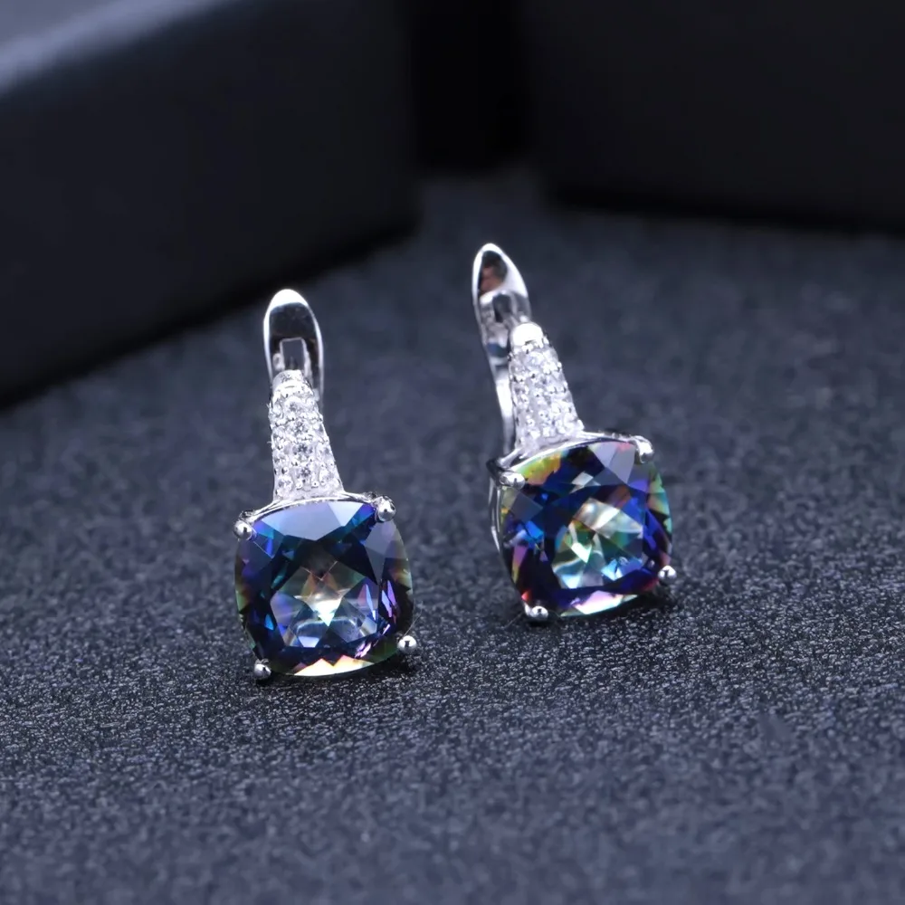 GEM\'S BALLET 7.33Ct Natural Blueish Mystic Quartz 925 Sterling Silver Vintge Gemstone Stud Earrings for Women Fine Jewelry