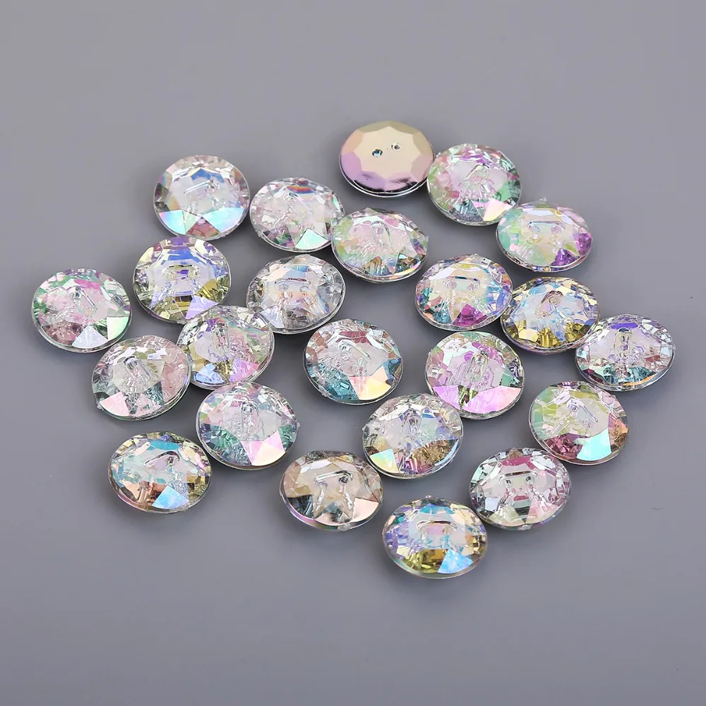 15mm Round 13*18mm Drop with two holes Glitter Crystal AB Rhinestone Acrylic Sewing Crystal Button beads for Clothes