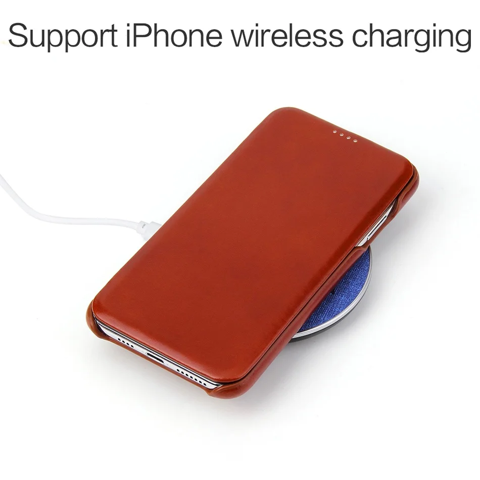Leather Flip Cover Case for Apple iPhone 15 7 8 Plus X XR XS Max 11 12 14 Pro 13 Mini SE 2020, 100% Genuine, Wireless Charging
