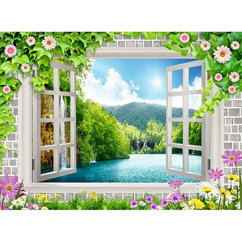 5D DIY Full Square Drill Diamond Painting Scenery Flower Window Daimond Mosaic Diamant Embroidery Wedding Room Decoration