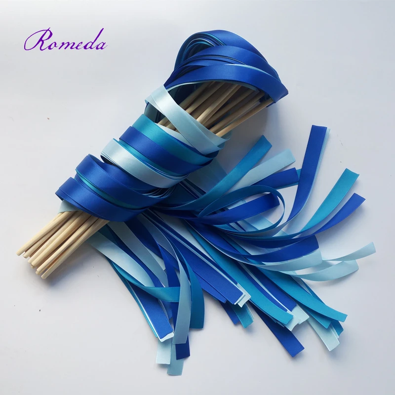 

New arrived royal blue wedding ribbon wands stick without bell ribbon Twirling Streamers,wish wands