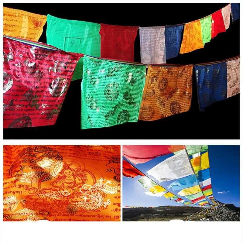 6.7Meters 20 pieces/string Tibetan Buddhist Print Scriptures Buddha Statue Auspicious Clouds Prayer Flag Wind Horse Flag Gragon