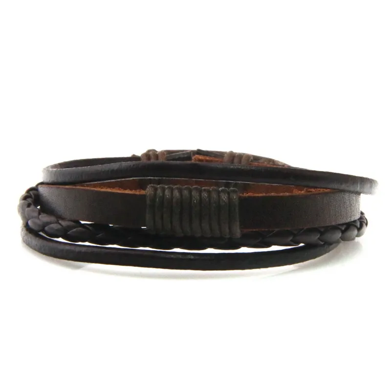 Men Bracelet Punk Black/Brown/Blue/Lake Blue Braided Leather Bracelet Bangle Male Accessories Jewelry Black Leather Bracelets