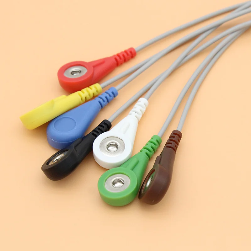 1.5mm din plug Holter ECG EKG 7 lead snap electrode cable and EEG EMG socket for Medilog/contec/GE/Biomedical/Biox holter ECG.