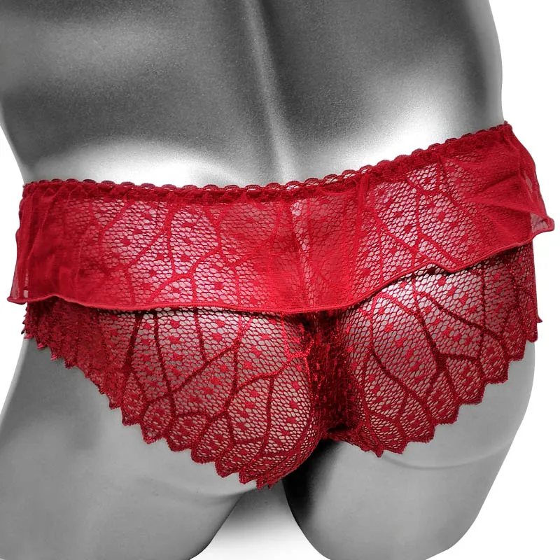 Ruffles Lace Sissy Briefs Panties Sexy Lingerie for Gay Fetish Collection Underwear Male Brief Underpants See through Men Undies