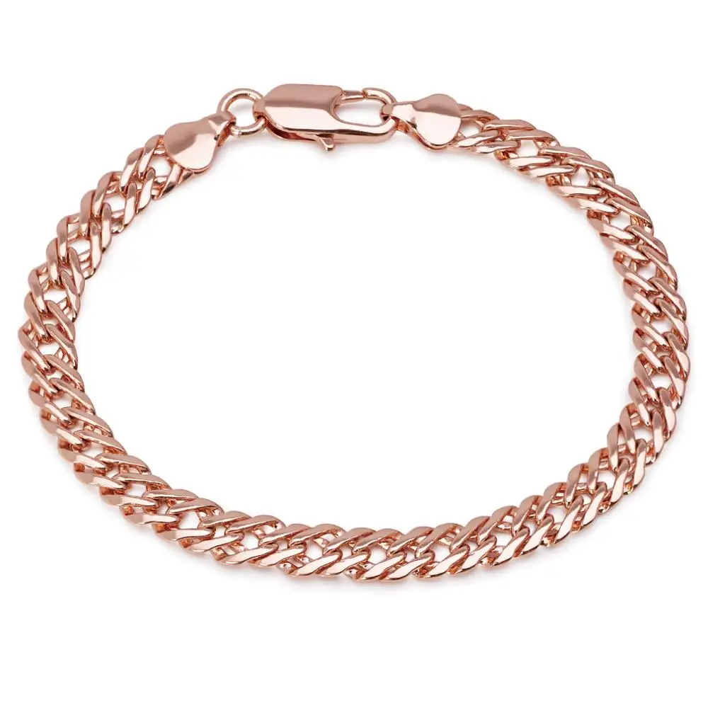 MxGxFam ( 19.5 cm * 6 mm) Rose Gold Color Weave Chain Bracelets For Men Women Fashion Jewelry Lead and Nickel Free