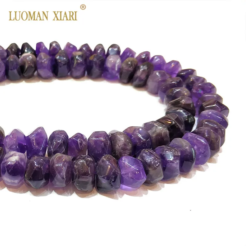 LUOMAN XIARI Natural Stone Irregular  Facted Beads Amethyst Beads For Jewelry Making DIY Bracelet Necklace 9-14 mm Strand 15