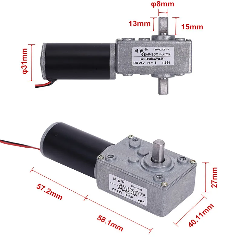 Imagem -04 - Biaxial do Motor Engrenagem 12v24v dc Motor de Baixa Velocidade 4058gw dc Motor da Engrenagem