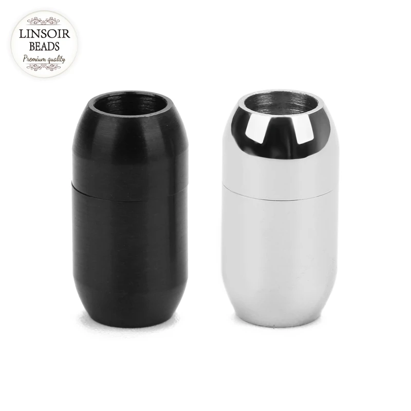 

LINSOIR 2pcs/lot Stainless Steel Strong Magnetic Clasps Fit 3/4/5/6/8mm Round Leather Cord Jewelry Making Findings