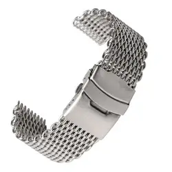 Correa de malla milanesa de acero para reloj, pulsera de Metal para reloj, plateado, 18mm, 20mm, 22mm, 24mm