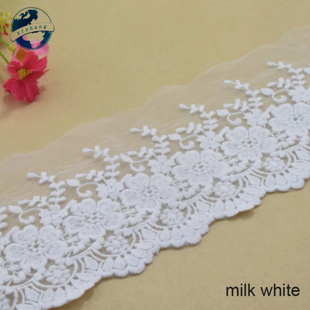 11cm Width Cotton Embroidery Lace Sewing Ribbon Guipure  Fabric Trim Dolls  DIY Garment African Wedding Accessories  #2879