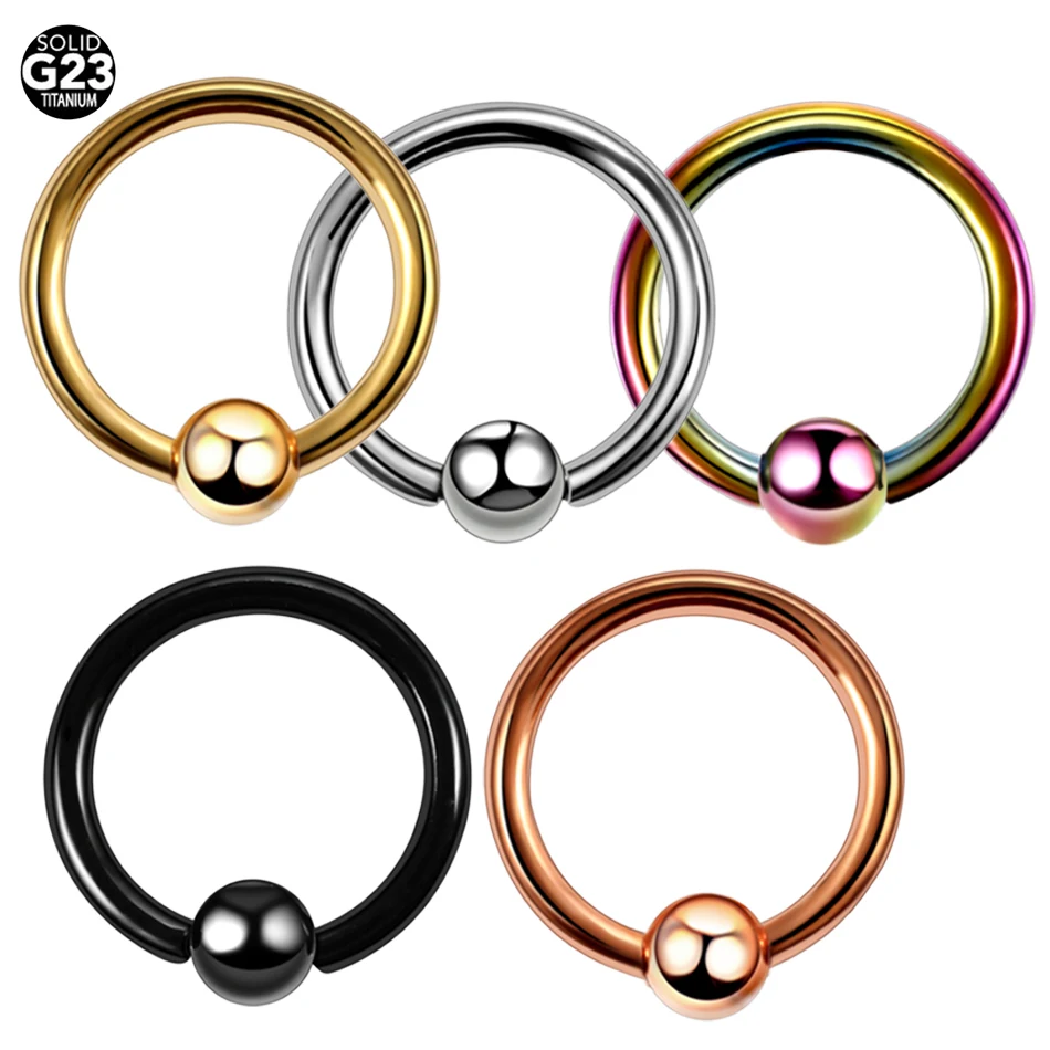 1PC G23 Titanium Captive Bead Ring Ear Hoop Nose Ring Ear Tragus Cartilalge Piercing Labret Nipple Ring Body Jewelry Earring 16G