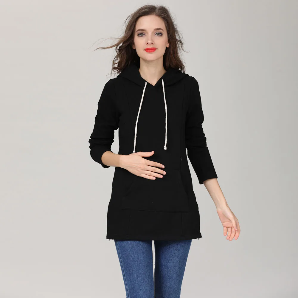 Nueva ropa de maternidad para embarazo de invierno, Tops sueltos para mujeres embarazadas, Sudadera con capucha para amamantar, suéter, camisetas de maternidad