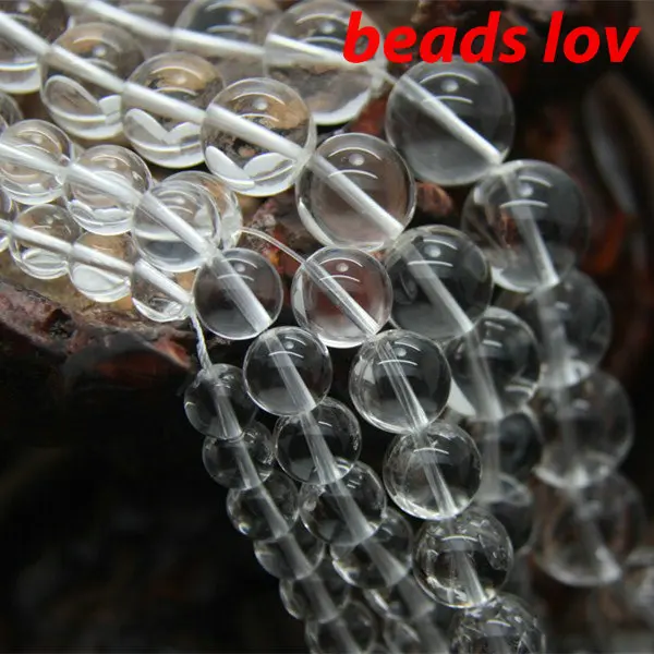 4/6/8/10/12mm Natural Smooth Clear Crystal Glass Round Loose Beads 15\'\' for Jewelry Making DIY Bracelet Accessories