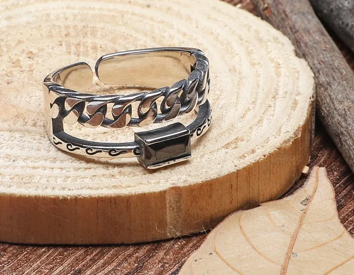 100%S925 Sterling Silver Double Ring Opening Free Shipping