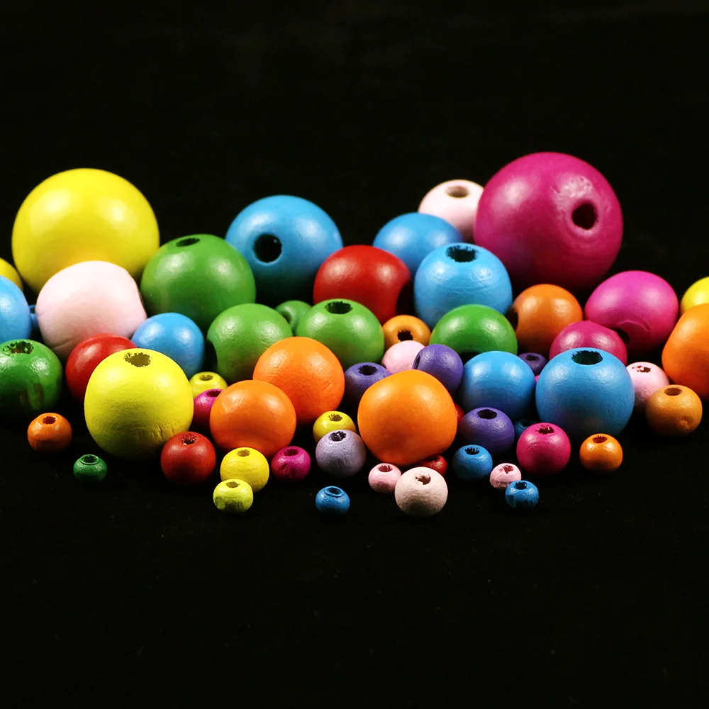 Rich Color Round Wooden Spacer Beads 5-25mm Ecofriendly Ball Loose Beads For DIY Jewelry Handwork Making Necklaces Accessories