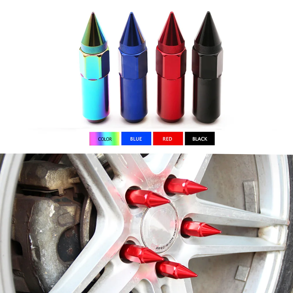 20pcs Racing Car Accessories Wheel Nuts M12x1.5 M12x1.25 Aluminum 60mm Extended Tuner Spike Lug Nuts For Subaru KIA Suzuki