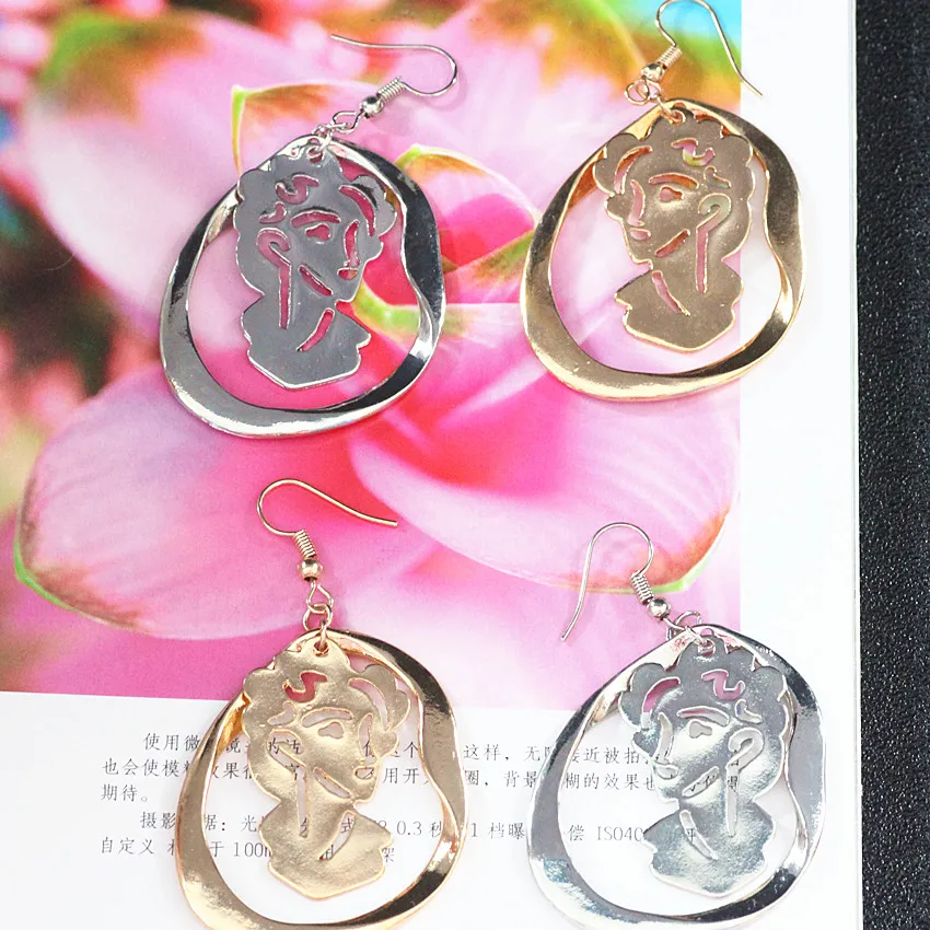 E035 البساطة الرجعية الجوف المرأة انخفاض الأقراط الوجه، الأزياء والمجوهرات بالجملة