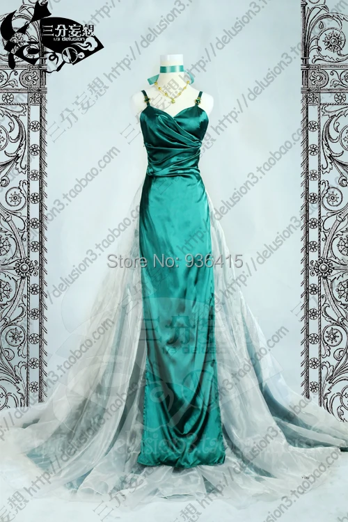 Princess Kaiou Michiru green Dress Cosplay Costume Wedding dress for party/women