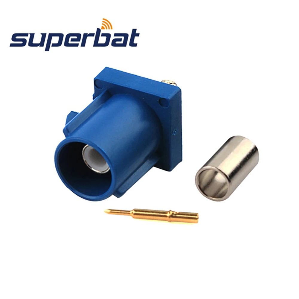 Superbat 10pcs Fakra Blue Crimp Male Connector for GPS Telematics or Navigation for Cable RG316 RG174 LMR100