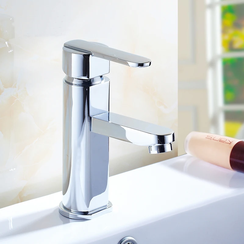 

Whosale or retail bathroom copper single hole wash basin faucet chrome plated, Brass sink basin faucet mixer hot cold water tap