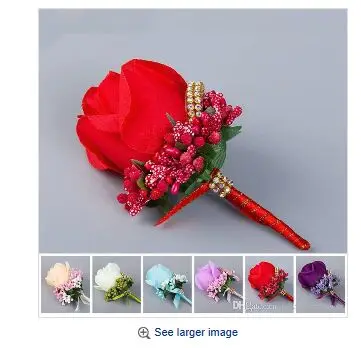 

Ivory Red Best Man corsage for Groom groomsman silk rose flower Wedding suit Boutonnieres accessories pin brooch decoration