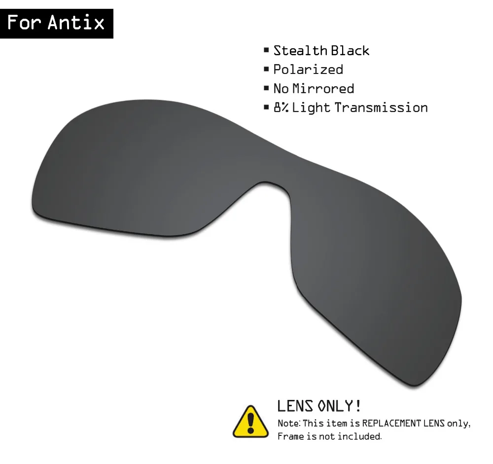 

SmartVLT Polarized Sunglasses Replacement Lenses for Oakley Antix - Stealth Black