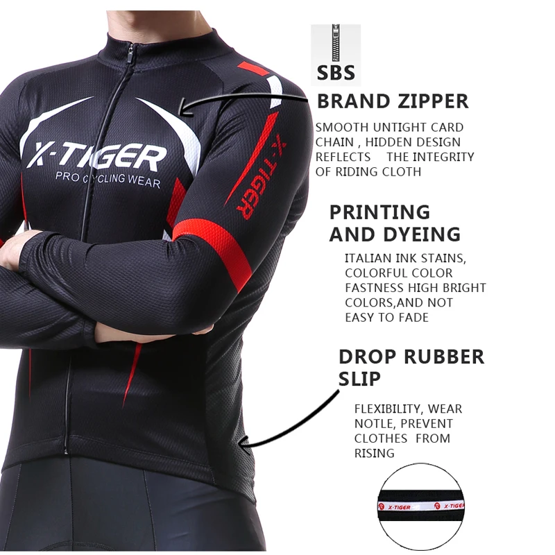 X-Tiger Pro Winter Thermal Fleece Cycling Jersey Long Sleeve MTB Bicycle Clothing Maillot Ropa Ciclismo Invierno Bike Clothes