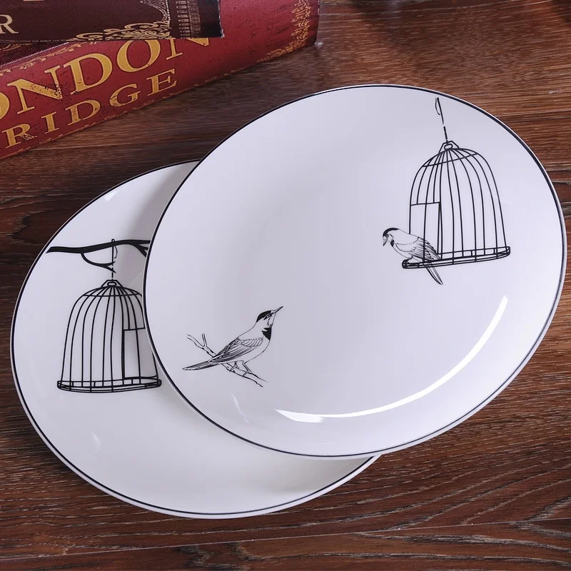 Bone China dish deep plate shallow dish creative European style steak plate porcelain bird bird microwave new h