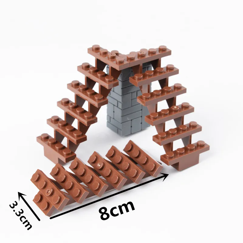 City House Parts Building Blocks Fence Rail Enclosure Barrier Garden Ladder Stair Assemble Bricks DIY Toys Children Friends C056