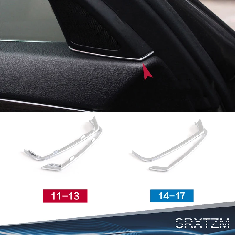 2pcs Car Front Door Speaker Cover Gap Decor Trim Silver ABS Interior Mouldings For BMW 5 Series 523li 525 535li 2011-2017