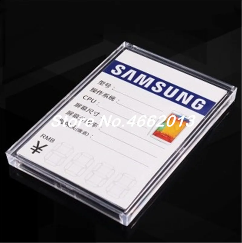 10pcs Clear 3C store Acrylic Sign Holder Price Tag Holder Stand Phone Advertising Stand For Samsung Phone Store