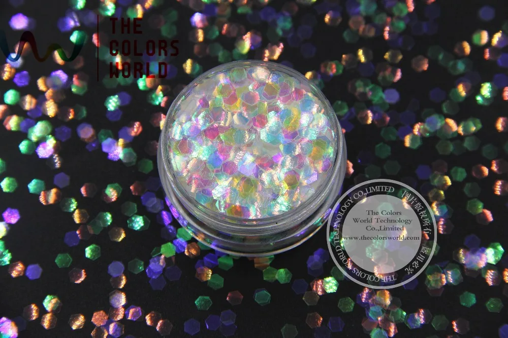 

TCR22 American Fantasy Iridescent Colorful glitter dust Hexagon Shape 3MM Size for nail Art or other DIY decoration