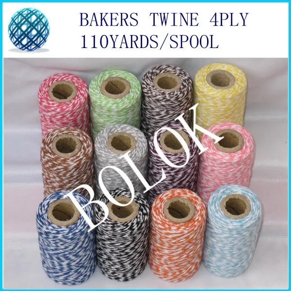 

free shipping colorful thin 4ply twine (110Yards/spool) 22pcs/lot ,bakers twine,cotton twine 22kinds color you can choose